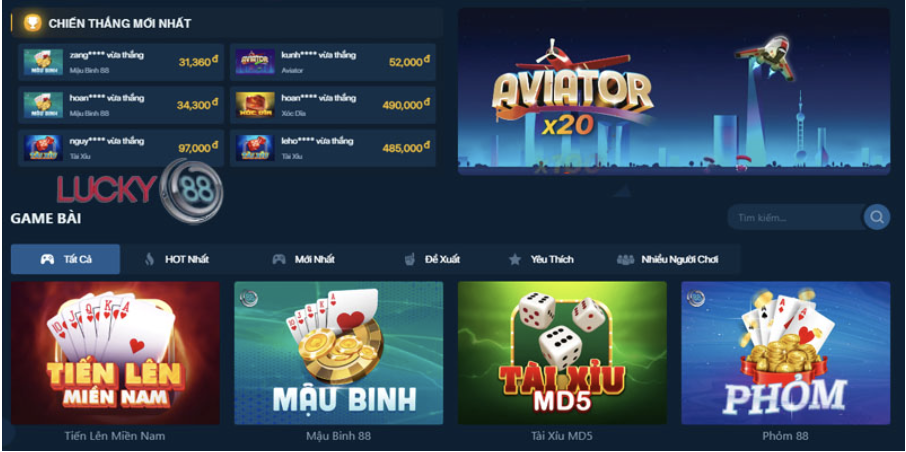 Nhiều trò chơi hấp dẫn tại casino Lucky88